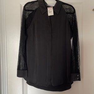 Equipment Silk Blouse with Lace Sleeves Size L